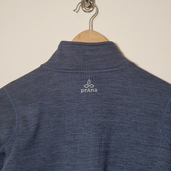 prAna Mens Medium Gavin 1/4 Zip Pullover Grid Back Fleece Thermal M2GAVI314 Blue - Picture 5 of 14